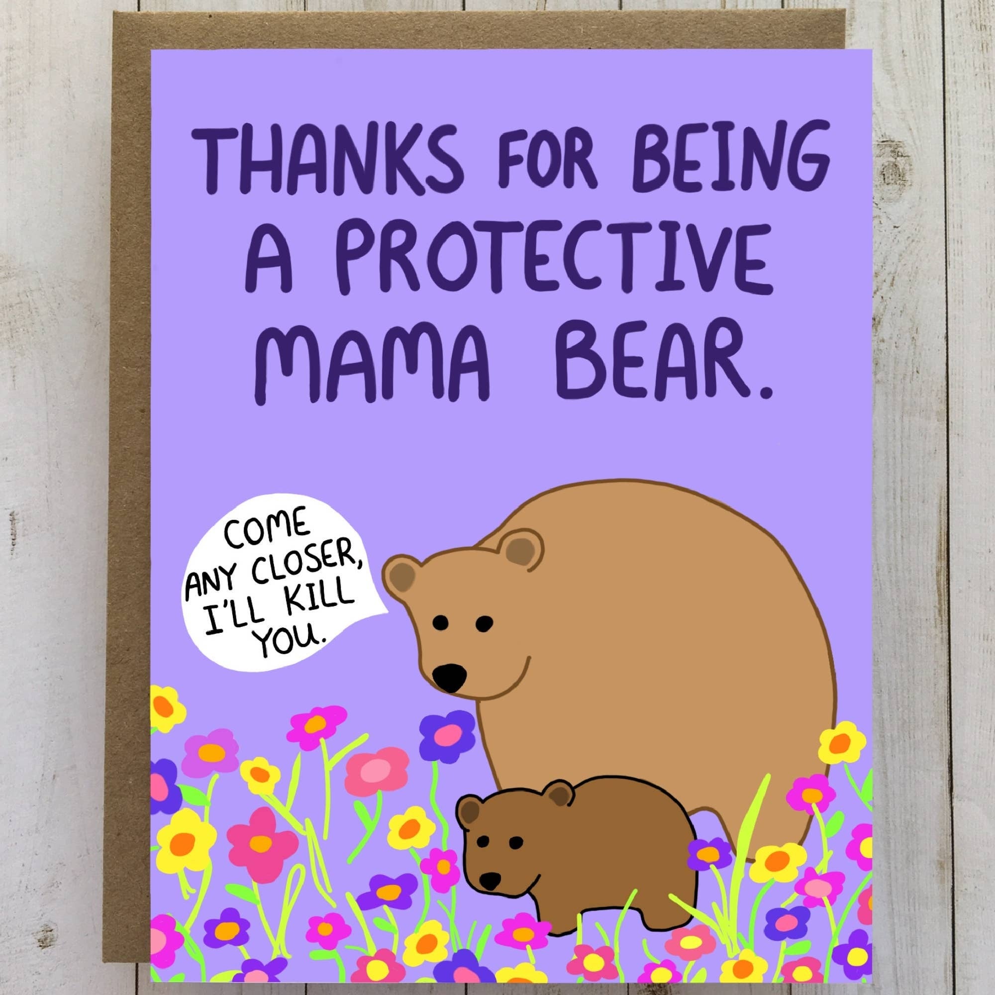 Protective Mama Bear Card - Mom Card, funny mothers day card